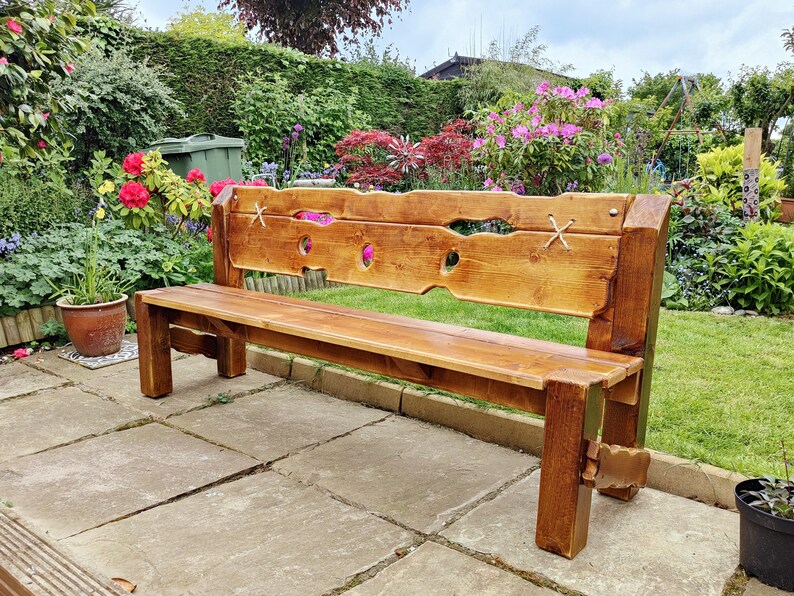 Rustic Garden Bench Solid Wood Bench Memorial Bench Etsy UK