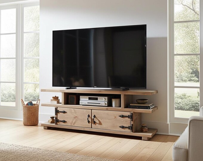 Rustic Solid Wood TV Unit: VIOT Low Media Console - Etsy Canada