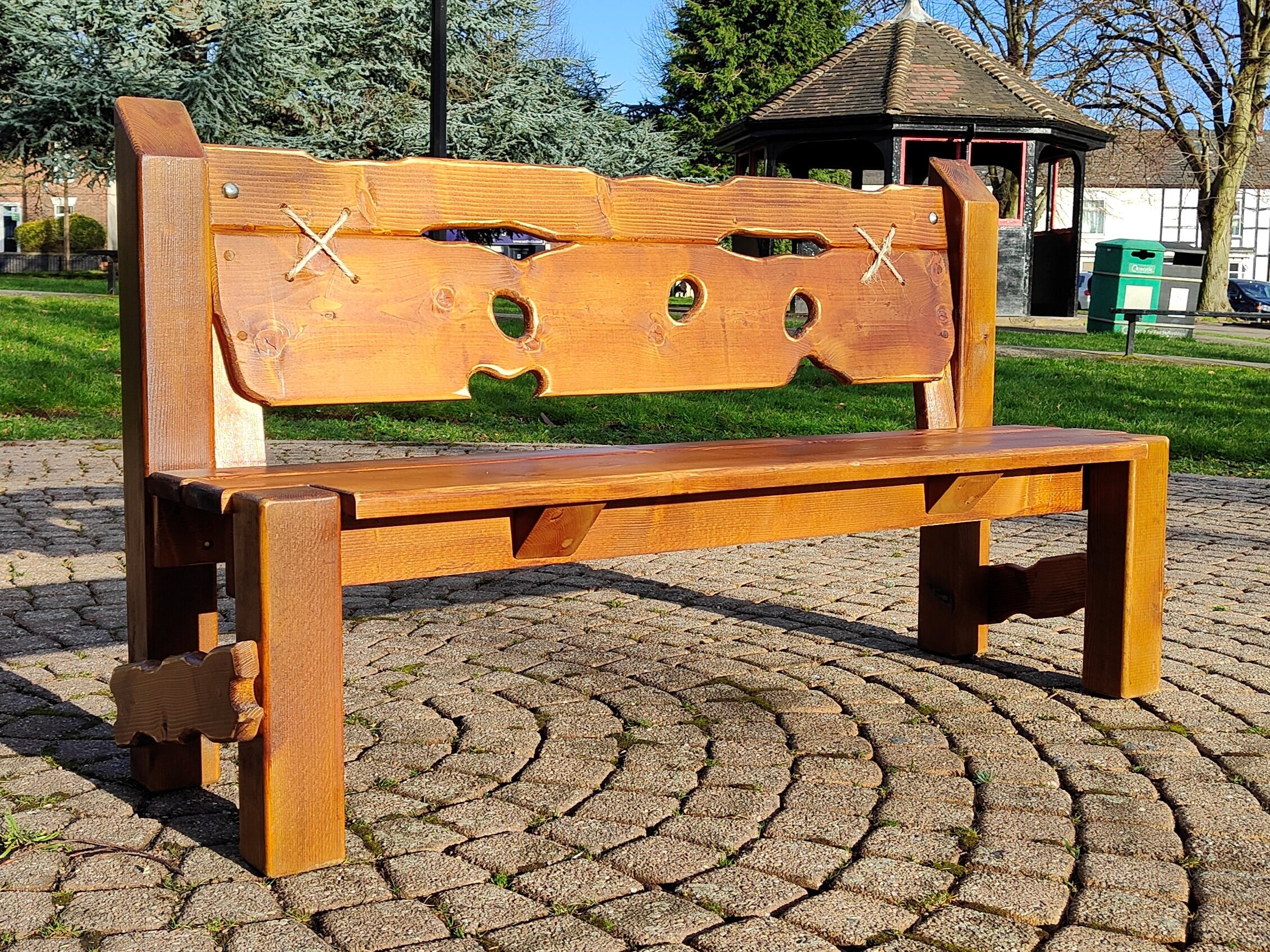 Rustic Garden Bench Solid Wood Bench Memorial Bench Handmade