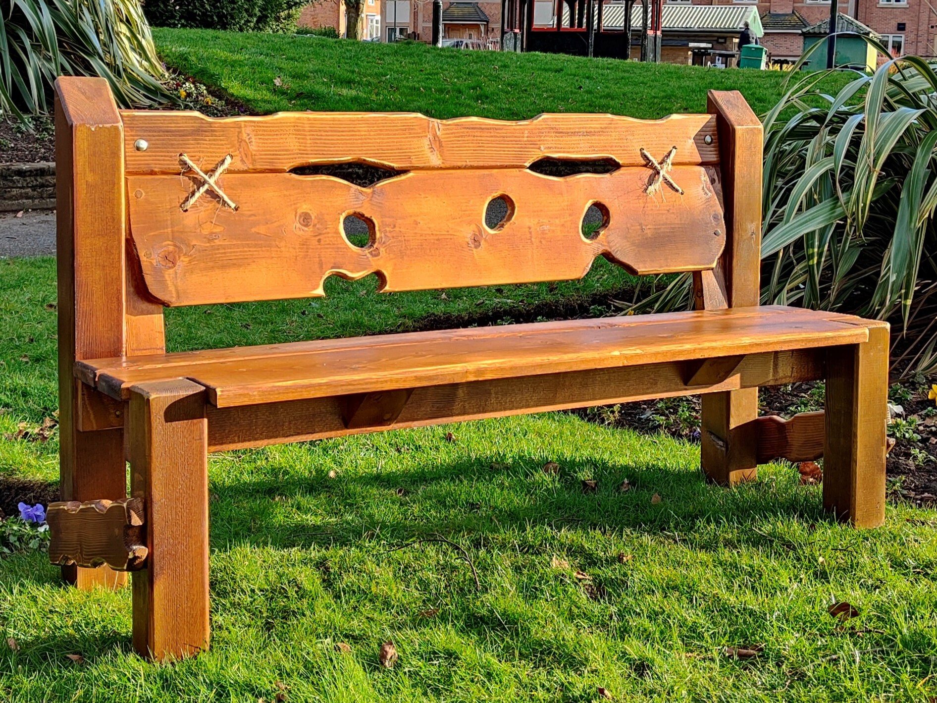 2 Seater Reclaimed Wood Garden Bench Dark Oak Stained Rustic Etsy UK