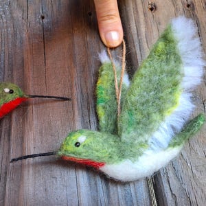 Needle Felted Hummingbird Ornament - Realistic Wool Bird Decoration