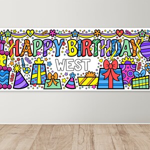 Giant Customized Birthday Party Coloring Poster for Kids Customize with Your Child's Name and Age Hang on Wall or Use as Table Runner image 2