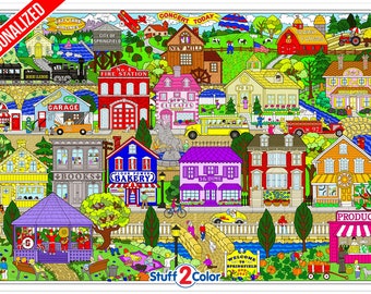 Personalize Your Own Town And Just Add Color - Giant Coloring Poster