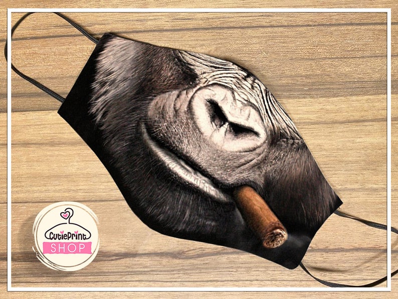 Gorilla Smoking Cigar Face Mask double sided FUN Fast Etsy