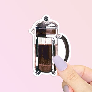 French Press Sticker, Funny Coffee Sticker, Caffeine Sticker, Iced Coffee Sticker, Barista Stickers, Cool Food Stickers