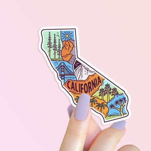 Vinyl California State Sticker - San Diego - Los Angeles - Sequoia - San Francisco - Yosemite - I Love CA Sticker - Decal