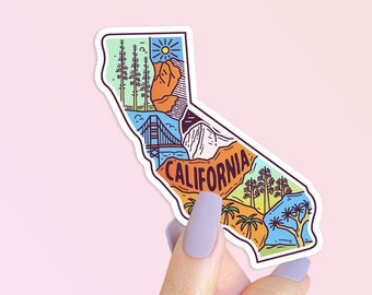 Vinyl California State Sticker - San Diego - Los Angeles - Sequoia - San Francisco - Yosemite - I Love CA Sticker - Decal