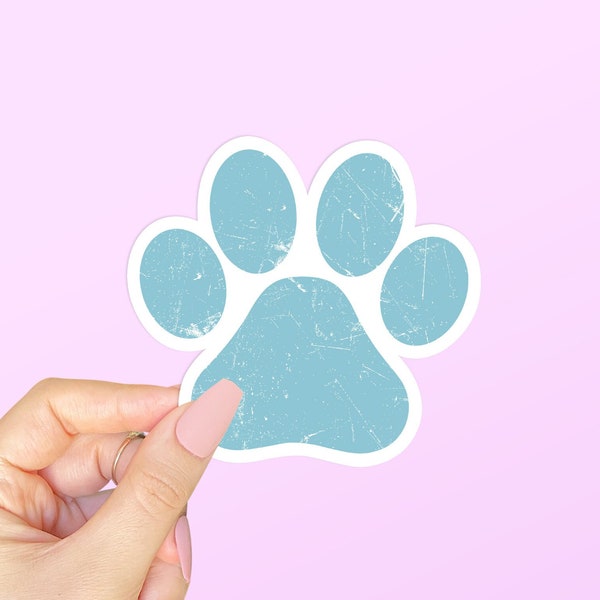 Distressed Teal Paw Sticker, Paw Print Stickers, Dog Mom Sticker, Cute Cat Stickers, Cool Animal Stickers for Laptop, Water Bottle Sticker