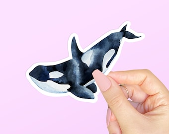 Orca Whale Sticker, Killer Whale Sticker, Vinyl Ocean Decals for Laptop, Nature Ocean Tumbler Stickers, Sea Stickers