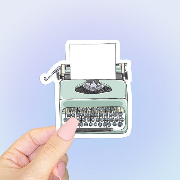 Typewriter Sticker, Mint Aesthetic Laptop Decal for Writers, Cute School Stickers for Planners, Laptops, Water Bottles & More!