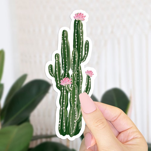 Blooming Saguaro Sticker Cactus Stickers Botanical Stickers Etsy