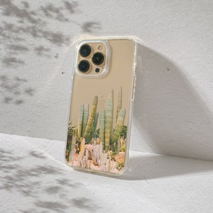 Clear Saguaro Desert Phone Case, Western Aesthetic, National Park iPhone 12 11 Pro Max, iPhone X SE Case, Clear Cactus Phone Case