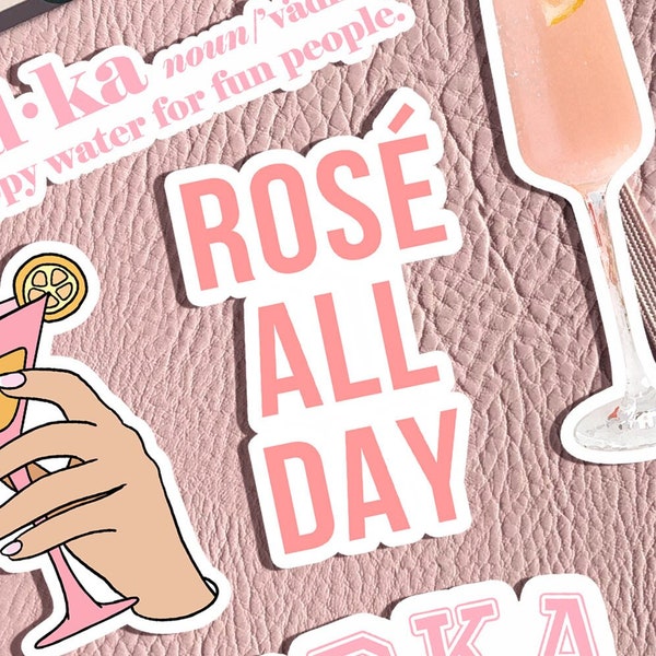 Pink Rose All Day Sticker, Cute Cocktail Stickers, Bridal Bachelorette Party Favors Idea, Adult Stickers