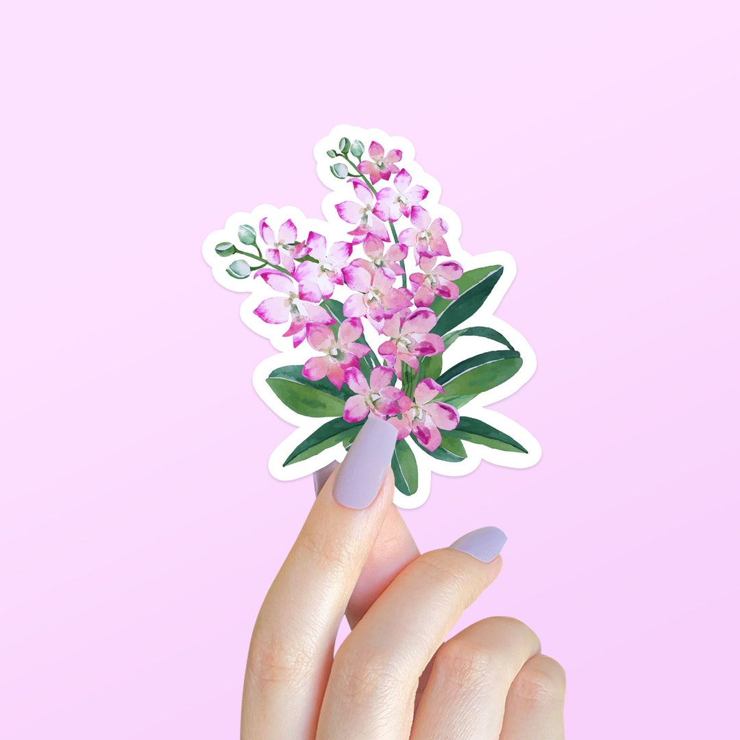 Orchid Sticker Cute Purple Orchid Sticker, Gardening Botanical Stickers, Tropical ...