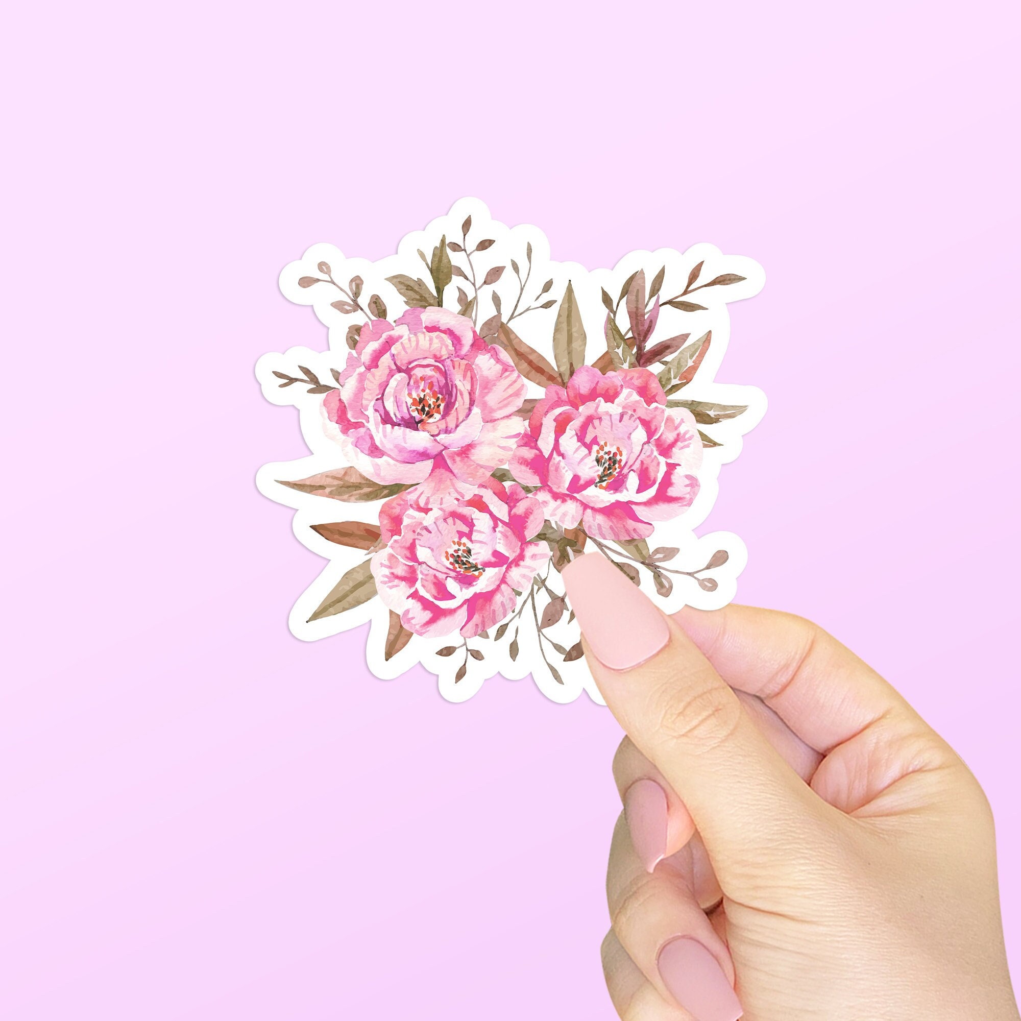 Bright Pink Flower Sticker Die-Cut Sticker