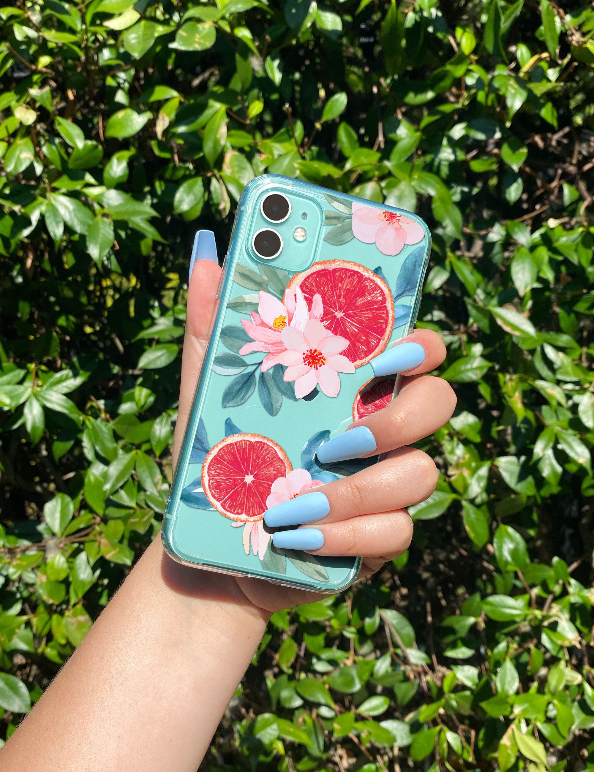 Clear Pink Floral Iphone 13 Pro Case Grapefruit Citrus Phone Etsy