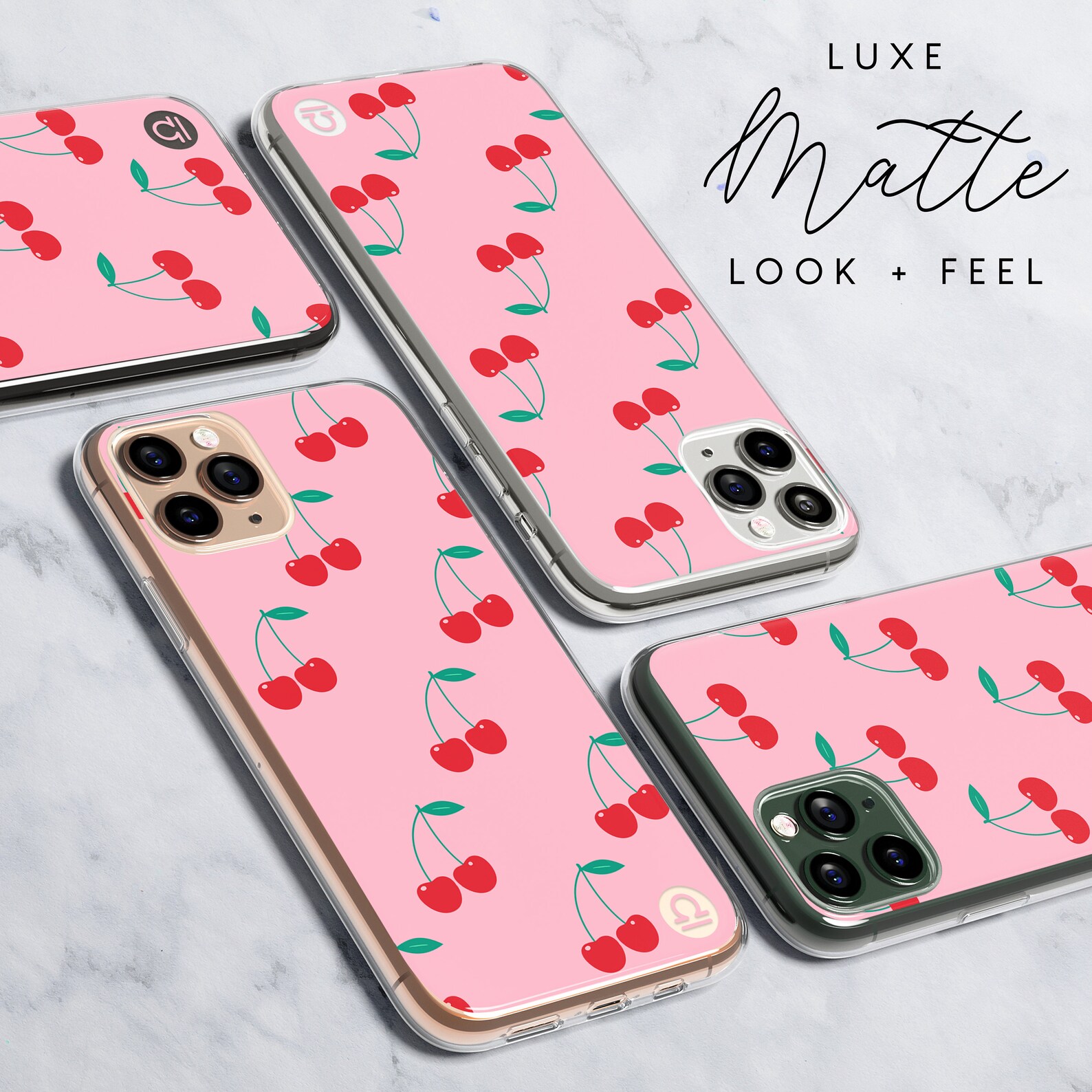 Pink Cherry iPhone Case Clear Matte Red Cherries Phone Case Etsy