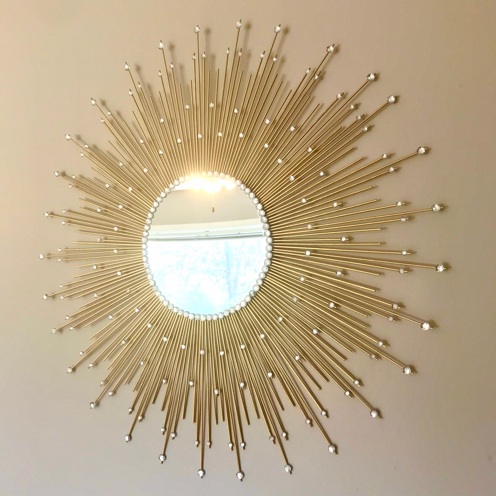 Large 31 Gold Glamorous Sunburst Mirror With Gems Starburst Etsy