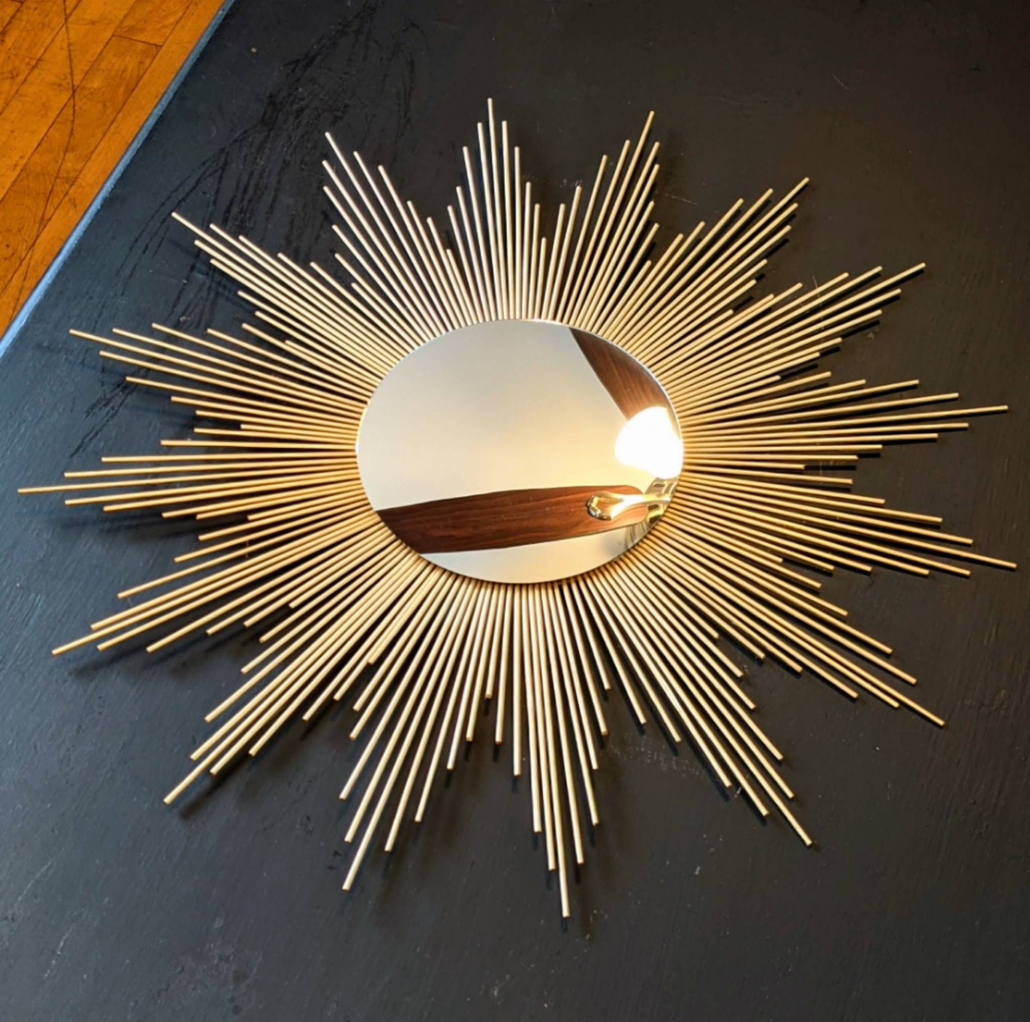 Glamorous Gold Sunburst Mirror Wall Art Mid Century Modern Etsy