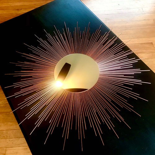 Glamorous Gold Sunburst Mirror Wall Art Mid Century Modern Etsy