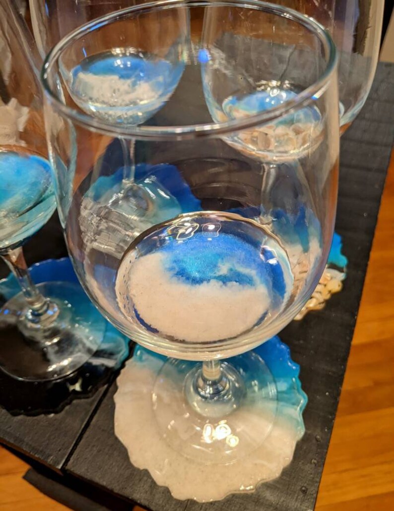 Set of Ocean Wine Glasses and Matching Coasters Beach Tropical Etsy