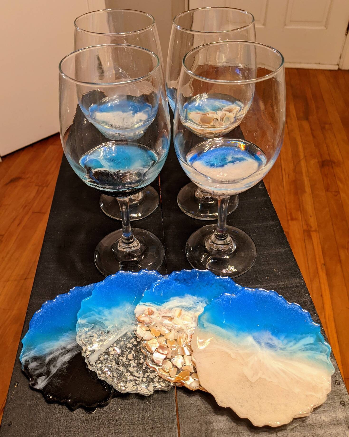 Set of Ocean Wine Glasses and Matching Coasters Beach Tropical Etsy