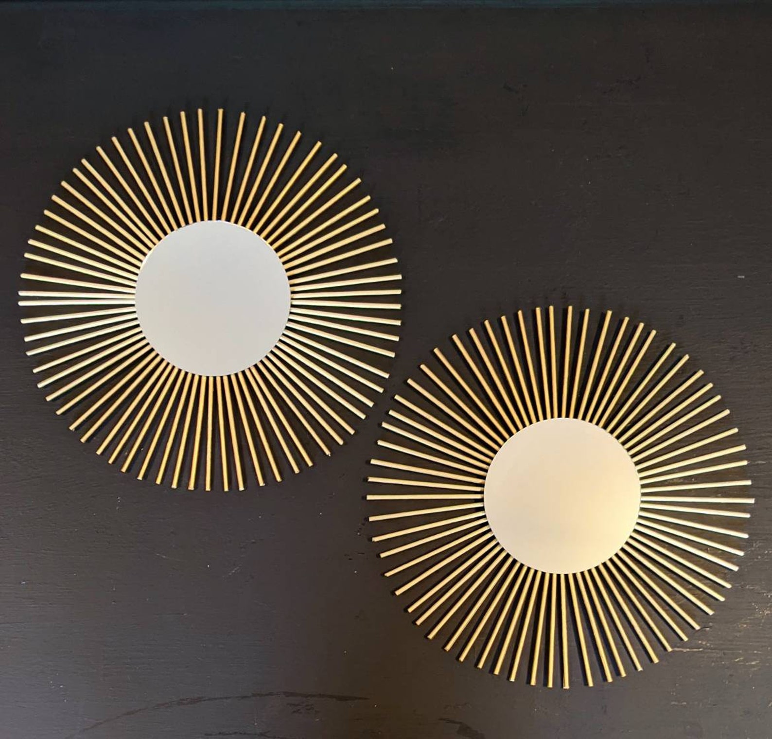 GOLD Sunburst Mirror Set Wall Art Home Decor Starburst Etsy