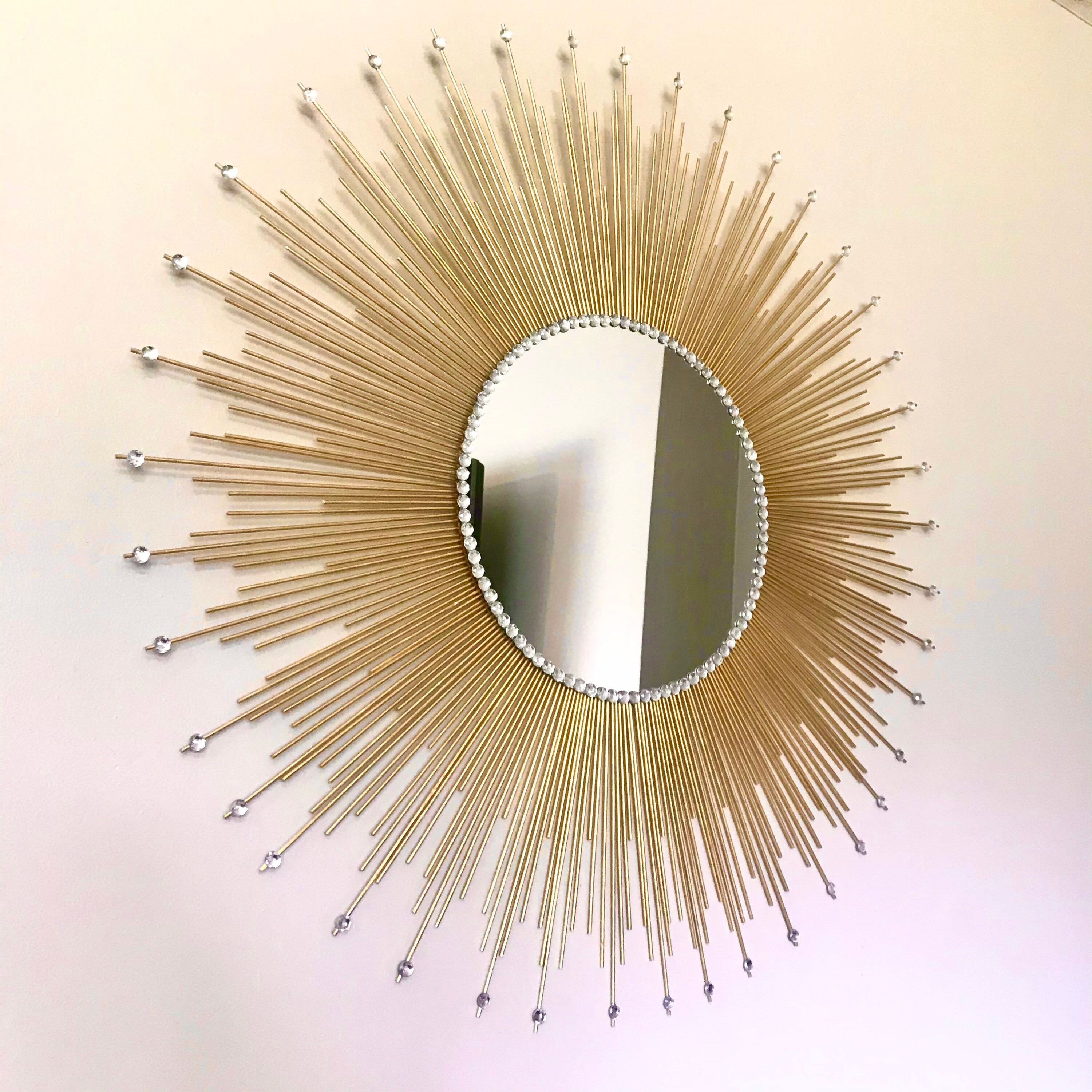 Extra Large 36 Sunburst Mirror with Gems Glamorous Gold Wall Etsy
