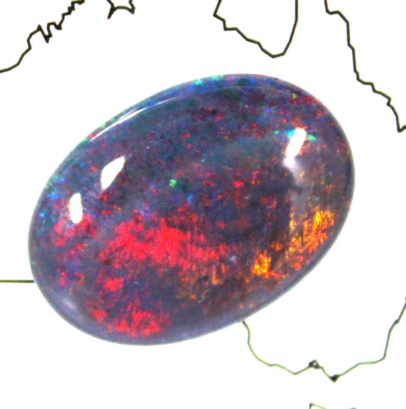 Natural Australian Black Triplet Opal - 14x10x4mm, Polished Stone For Jewelry Making