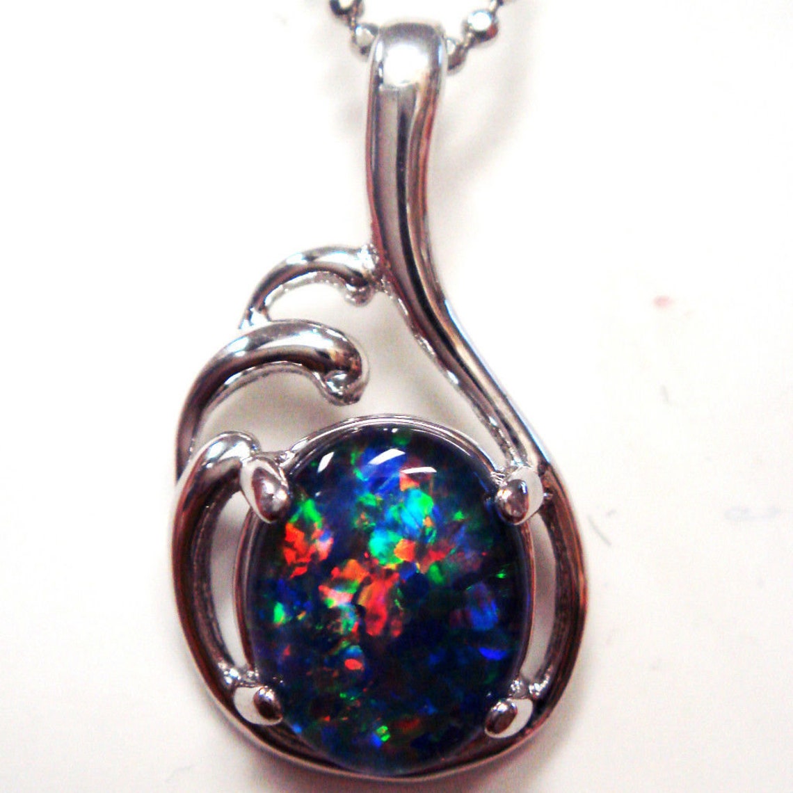 Australia Opal Natural Black Triplet Opal Pendant Solid Silver - Etsy