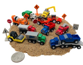 Miniature truck set, kids miniature play kit, kinetic sand and miniature trucks, miniature trucks for kids, trucks with sand, construction