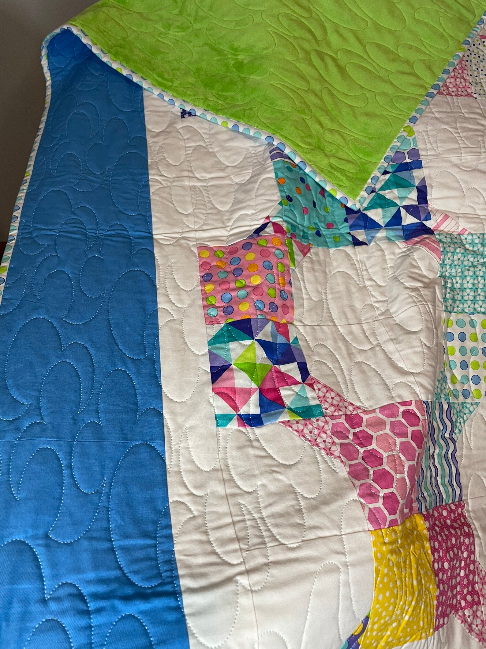 Colorful Quilt With Minky Backing Etsy