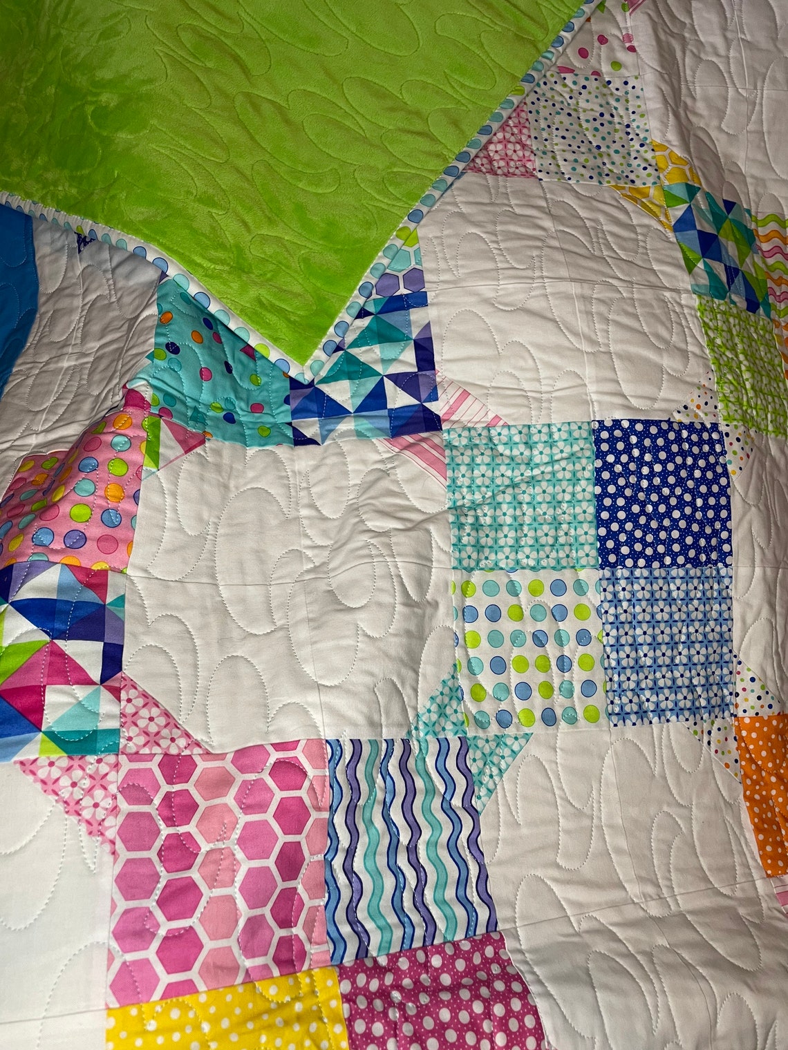 Colorful Quilt With Minky Backing Etsy