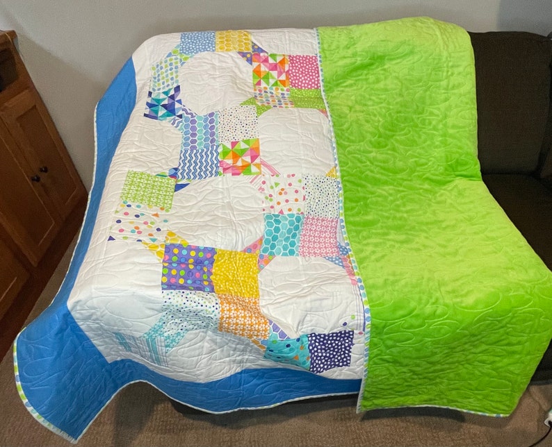 Colorful Quilt With Minky Backing Etsy
