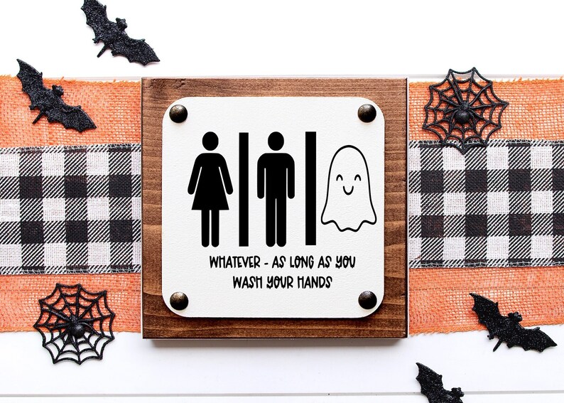 Farmhouse Halloween Funny Cute Sign People Ghost Bathroom - Etsy