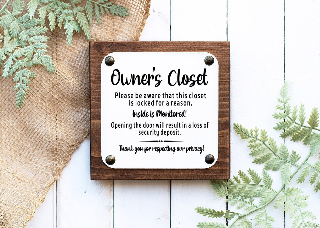 Owners Closet Sign, Farmhouse Airbnb Signs, Rental Owners Closet Sign