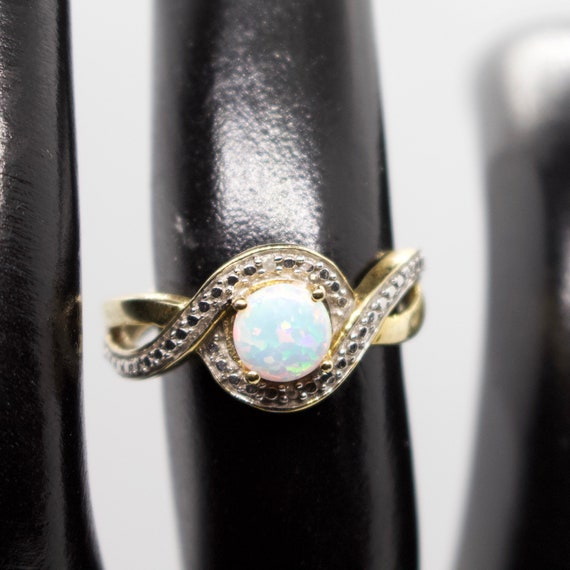 Opal Ring,Silver jewelry, Gold Ring, Two Tone Ring
