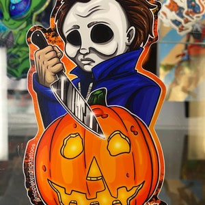 Halloween Michael Myers with pumpkin sticker
