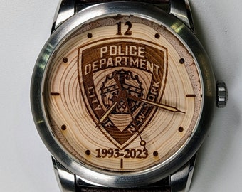Police Officer Retirement Gift Watch; Custom Watch w/ Badge for Retiring Police Officer