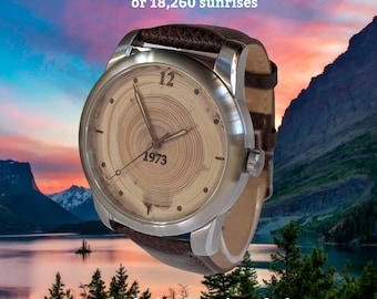Herrenuhr aus Baumringen, perfektes Geschenk zum 50