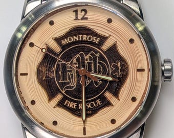 Firefighter Retirement Gift Watch; Custom Watch w/ Maltese Cross Badge for Retiring Firefighter, Fire Department, EMS, First Responder