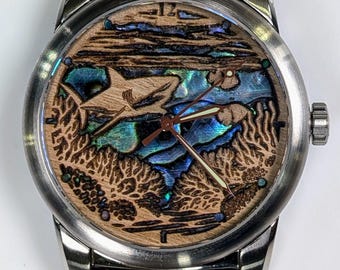 Ocean Erinnerungs-Andenken Uhr | Unterwasser Motiv Urne Uhr | Einäscherung bleibt Halter | Marine-inspiriertes Mitgefühl & Trauer Geschenk