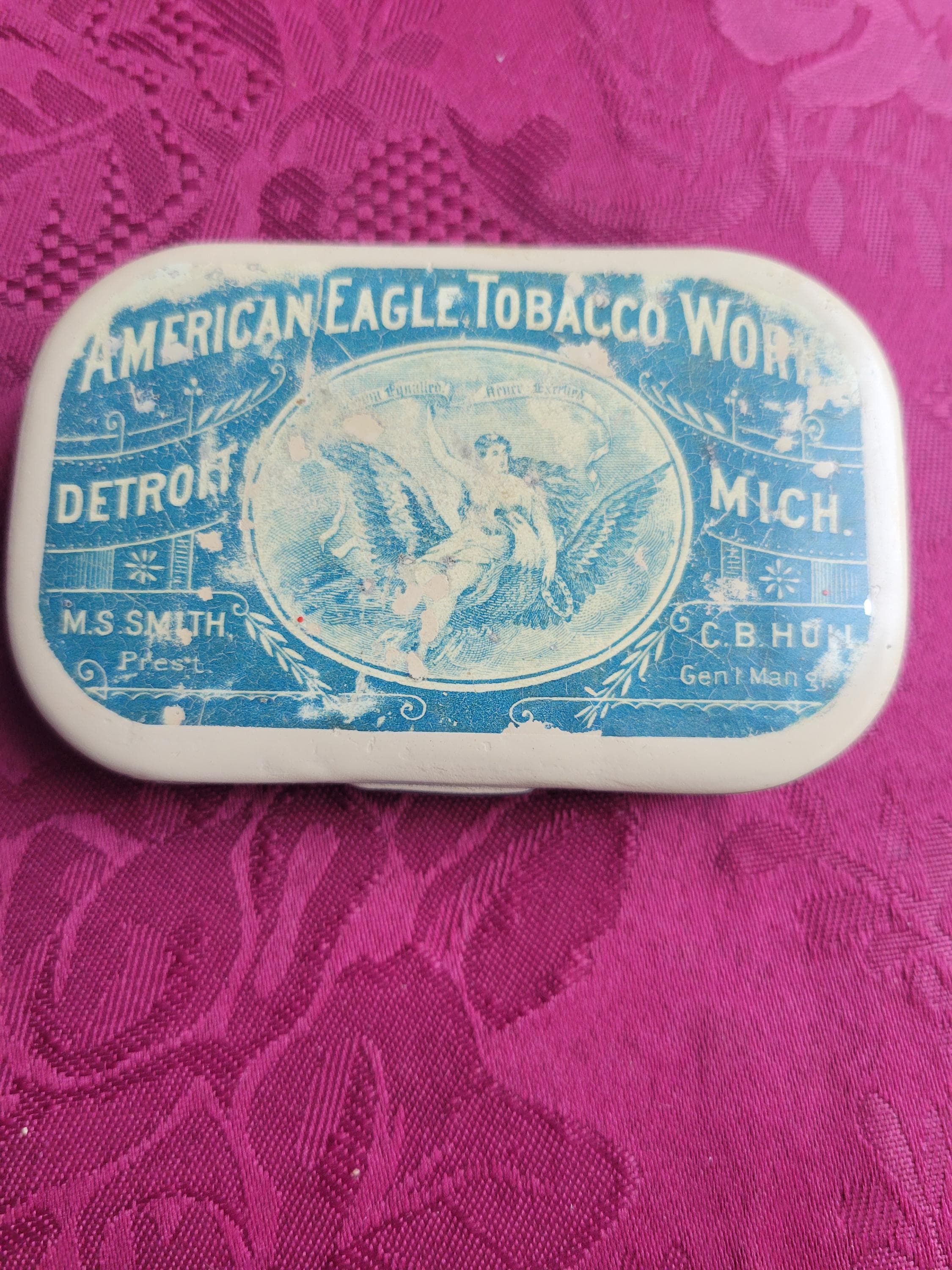 american eagle tobacco Very Early and Rare American Eagle Tobacco Works Pocket Tin (sample?)