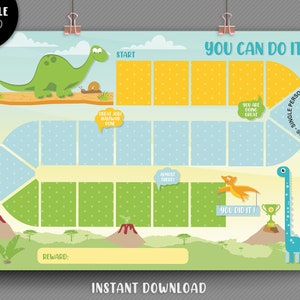 Printable DINO Rewarding Chart, Sticker Chart, Potty Training, Kids Behavior Chart, Chore Chart, Routine To Do Chart Instant Download Reward
