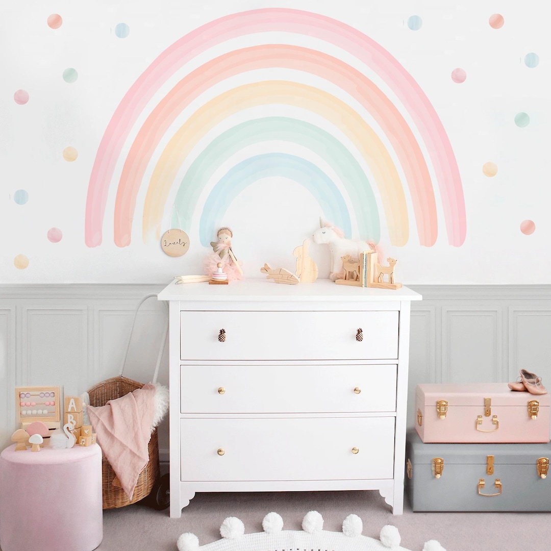 Pastel Watercolor Rainbow Wall Decal: Peel & Stick Nursery Decor - Etsy