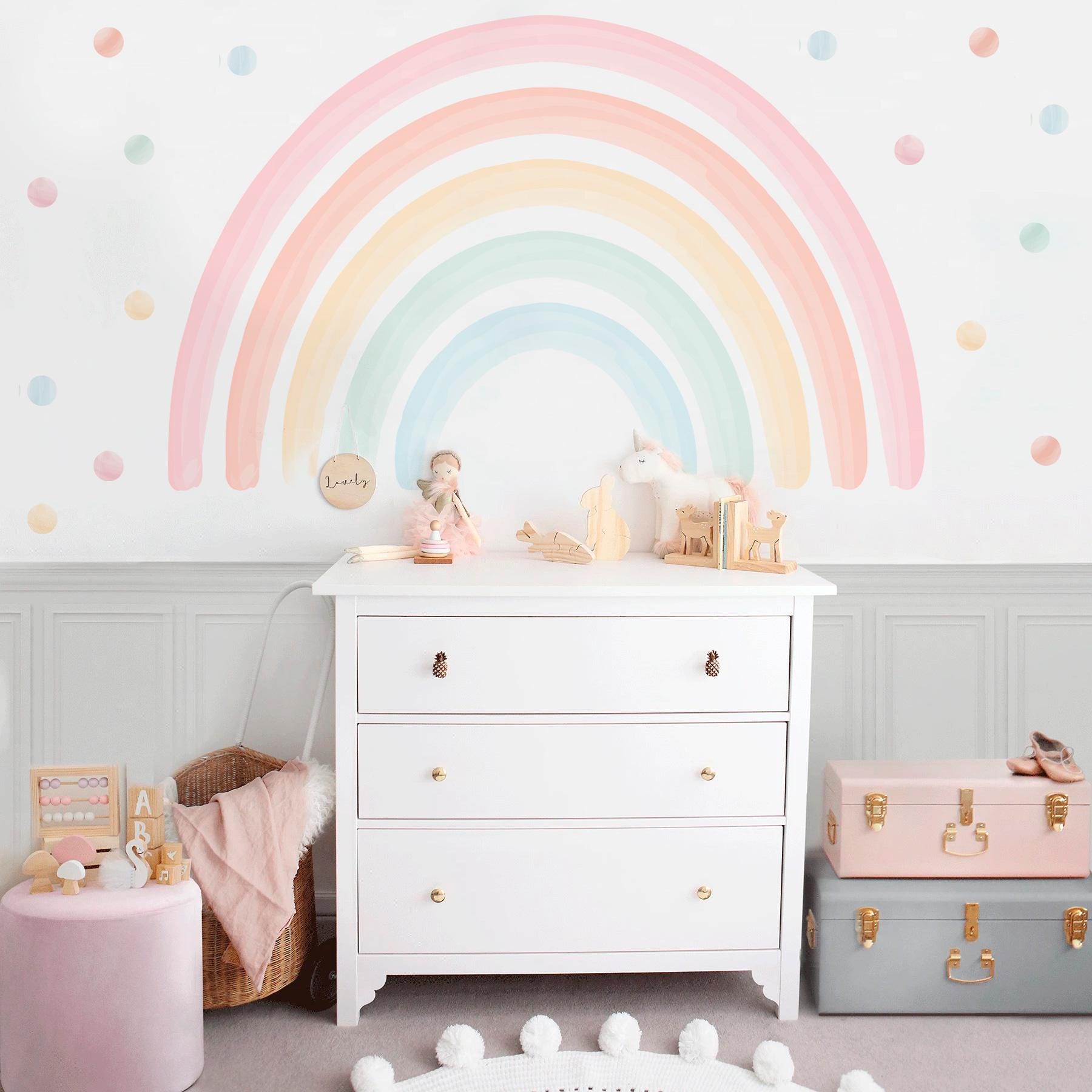 Pastel Watercolor Rainbow Wall Decal: Peel & Stick Nursery Decor - Etsy