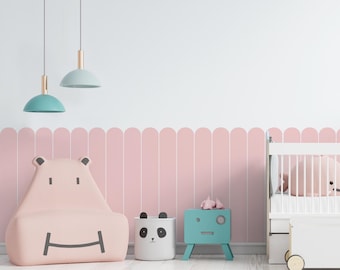 Scalloped Half Wall Decal, Removable Peel and Stick Border, Scandinavian Nursery Decor