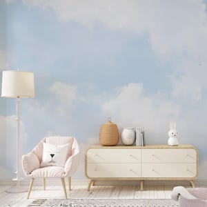Clouds Sky Wallpaper Custom Size Blue Sky Wall Art Ceiling Mural Nursery Decor Removable Peel and Stick Kids Baby Sky Print Decor DREAMY SKY