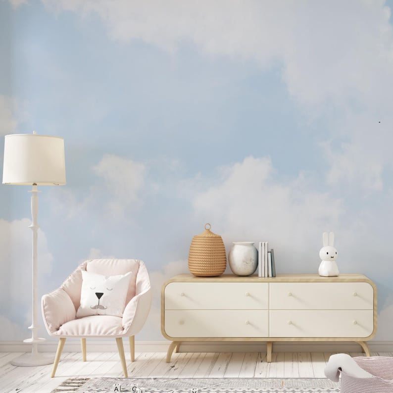 Clouds Sky Wallpaper Custom Size Blue Sky Wall Art Ceiling Mural Nursery Decor Removable Peel and Stick Kids Baby Sky Print Decor DREAMY SKY, Blue Sky Nursery, Sky Clouds Wallpaper, Serene Wallpaper, Tranquil Wallpaper, Nursery Wallpaper, Baby Girl Decor, Baby Boy Decor, Cloudy Decor, Dreamy Wall art