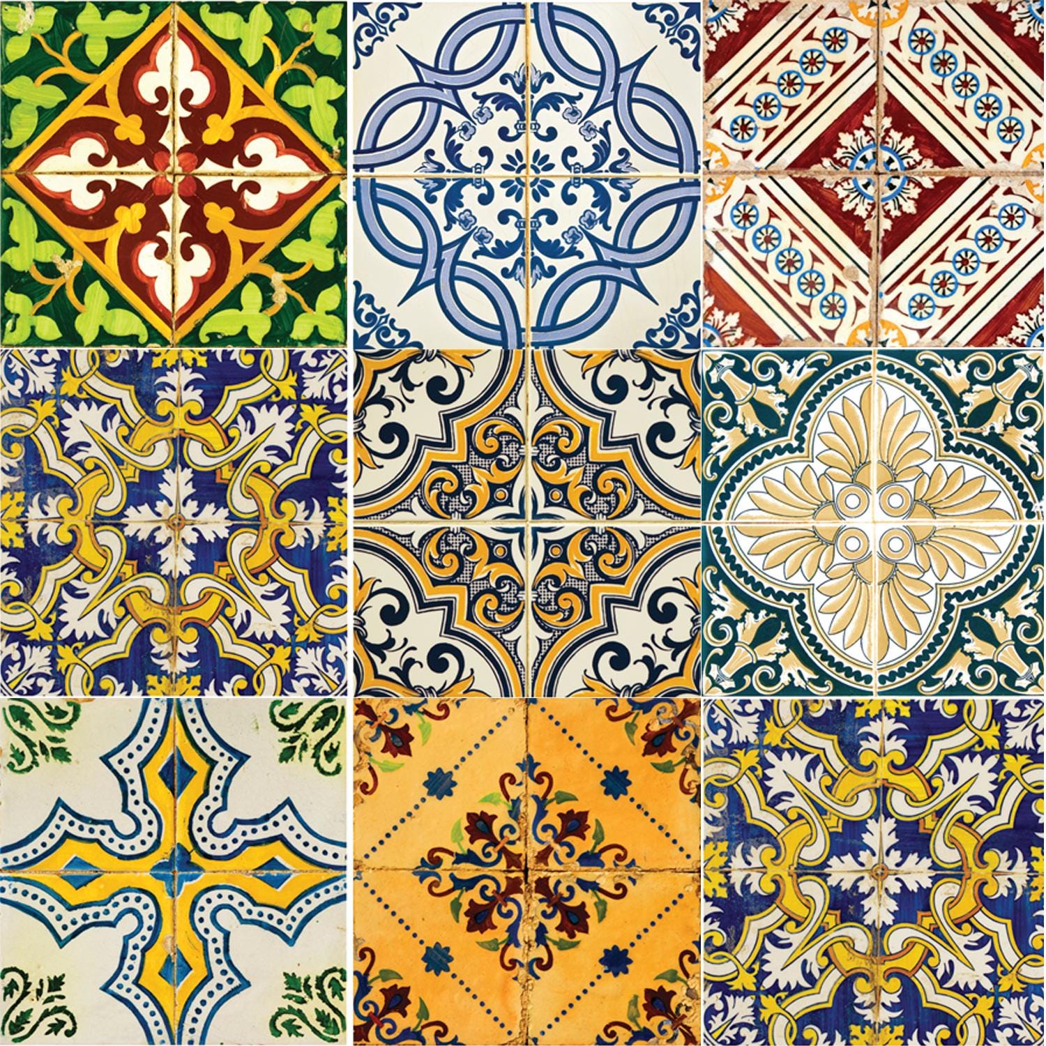 Vintage Colonial Tile Wallpaper Mural: Peel & Stick Kitchen Decor - Etsy